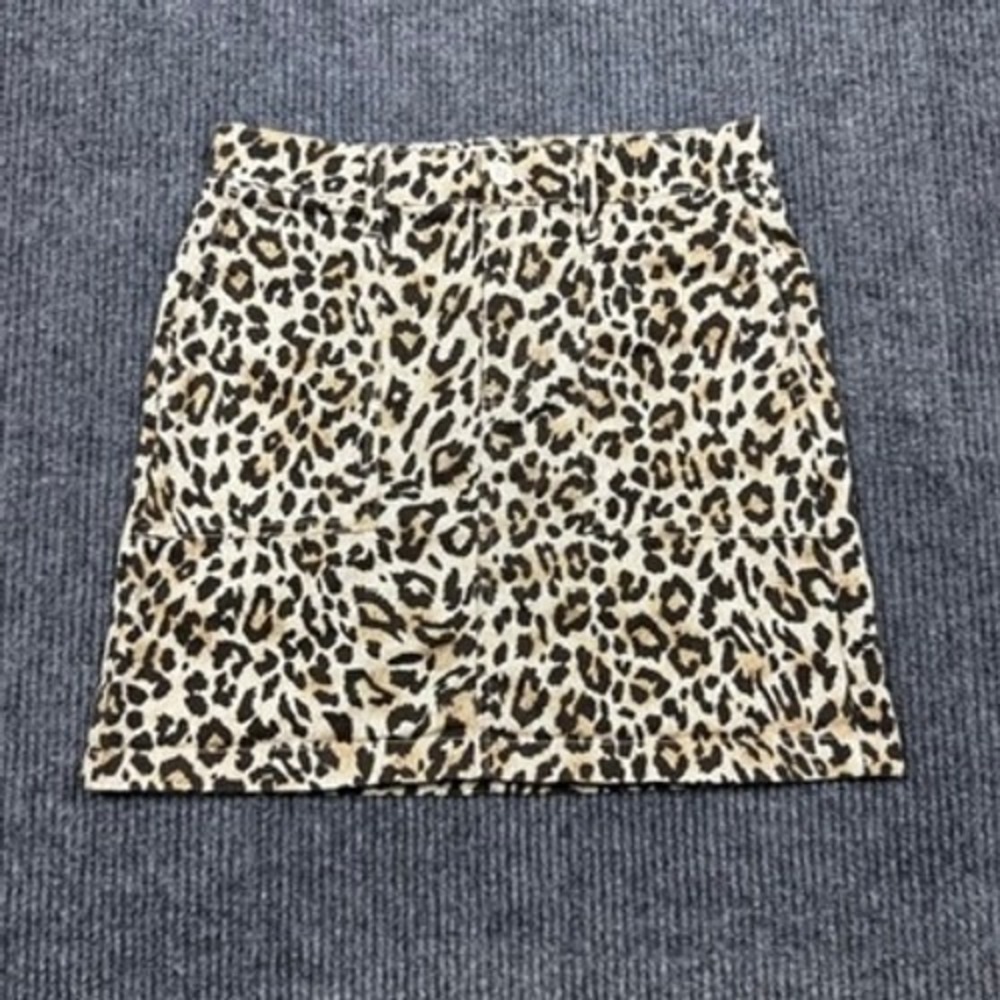 J.Crew Leopard Print Mini Skirt Stretch Cotton A-Line Tan Brown BK714 Size 4